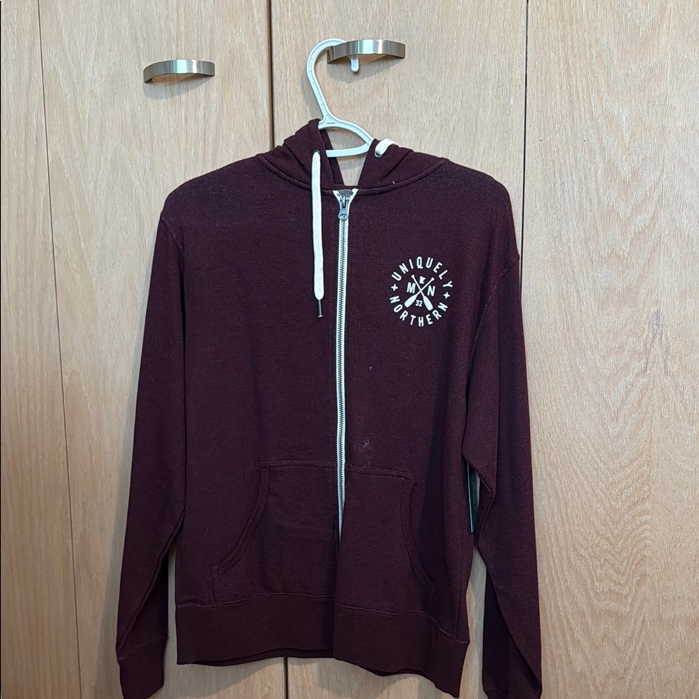 Brown Zip Up Sweater with Logo